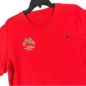 Polo Ralph Lauren‎ Tee Shirt Mens L USA Flag Embroidered Short Sleeve Casual